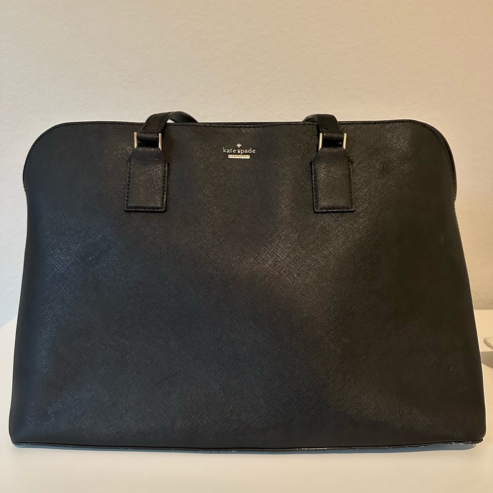 KATE SPADE. Black pebbled leather tote